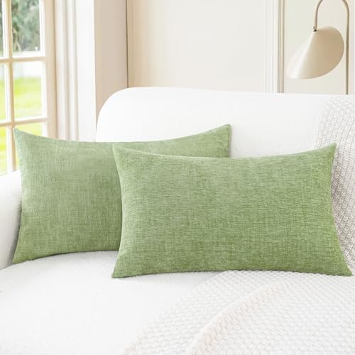 CaliTime Decorative Couch Throw Pillow Covers 20 X 12 Inches Sage Green