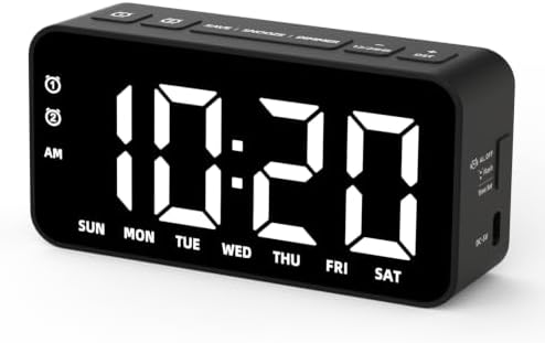 Small Plug in Digital Alarm Clocks for Bedrooms Living Room Study Loud Bedside Desk Clock with Battery & Memory Function Dual Alarm 3 Modes Weekends Weekdays Every Day for Kids Heavy Sleepers Adults