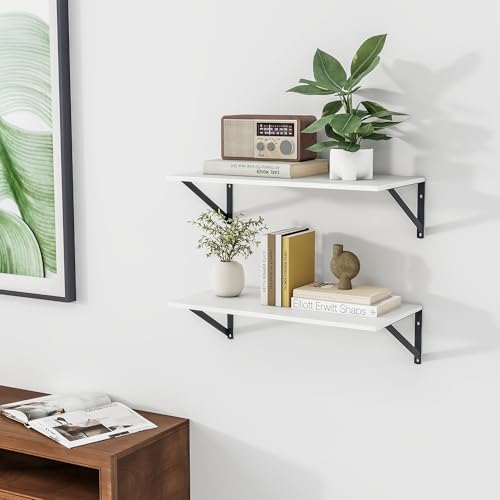 Heimlove 24W x 12D Deep Floating Shelves Set of 2 White