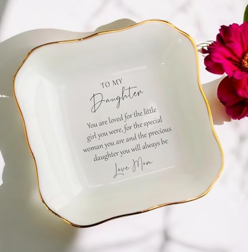 Ceramic Jewelry Dish - Daughter Gift from Mom, Long Distance, Birthday, Wedding, Bride, Bridal Shower