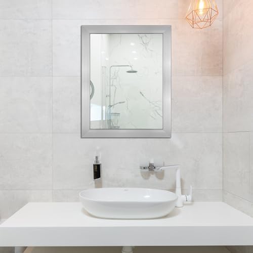 Ruomeng Wall Mirror Rectangle Decorative Mirror 12x16 Inch, Nickel | Decorative Wall Mirror for Bedroom Bathroom Living Room Dressing Room Entryway Small
