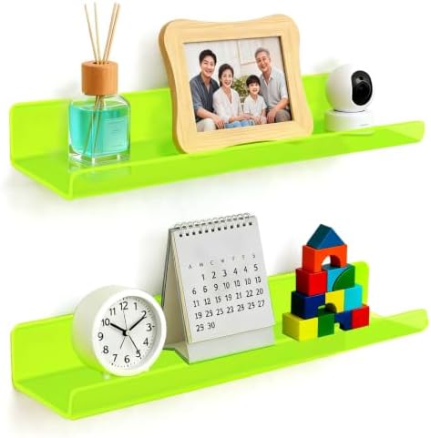 ROYALITA 2-Pack Acrylic Shelves Wall Mounted, 17 Inch Display Shelves