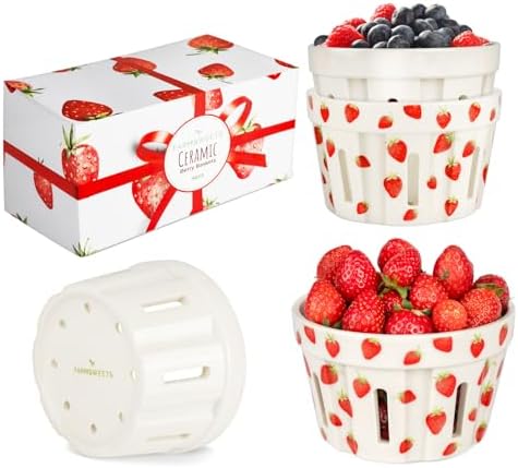Ceramic Berry Basket, Set of 4, Ceramic Fruit Basket, Strawberry Baskets