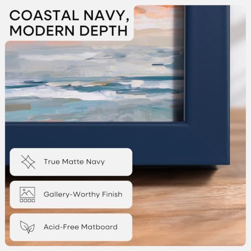 Homeforia A2 Blue Picture Frame, High-End Metal, A3 Mat, Glass