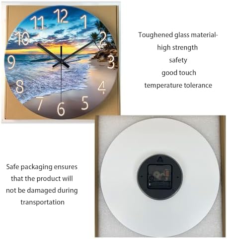 Glass Beach Wall Clock Battery Operated 20 Inch