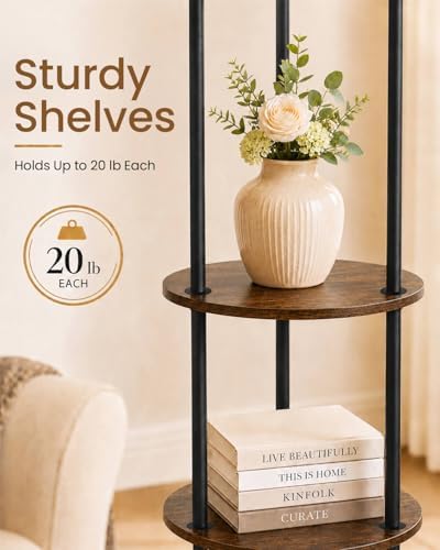 KIZON 71" Floor Lamp with Shelves and Rattan Shades, 3-Tier Standing Light