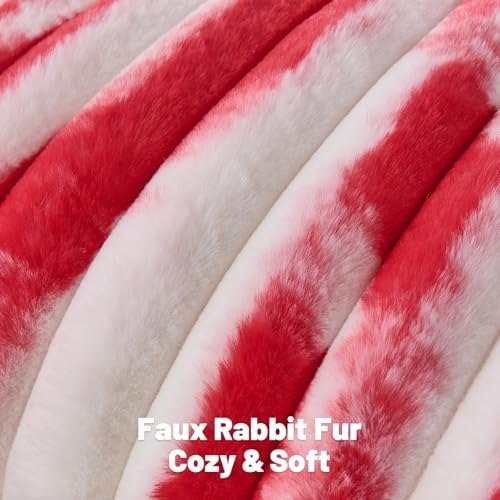 FUTEI Pack of 2 Faux Fur Throw Pillow Covers 20x20 Inch, Red White