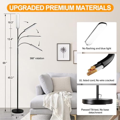 marctronic Floor Lamp, 18W 1800LM Super Bright LED Floor Lamp with Remote & Works with Smart Plug, Dimmable Timing Eye Caring Reading Lamps Floor Standing for Living Room Bedroom Office