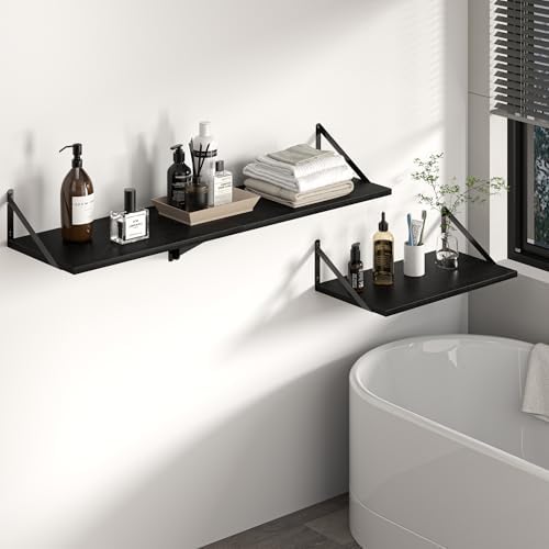 Heimlove 44W x 12D Deep Floating Shelves Set of 2 Black