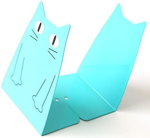 TOBSON Cute Cat Heavy Duty Bookend Nonskid Bookends Art Decoration,A Pairs(Blue)