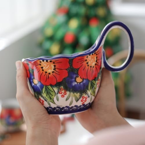 ALMA 16oz Large Soup Bowl Microwave Safe, Floral Soup Bowl with Handle