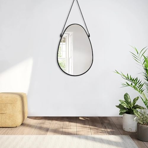 Irregular Oval Teardrop Wall Mirror,Black, 18x13 Inches | Asymmetrical Wall Mirror Decorative, Wall-Mounted, Artistic Mirrors For Bedroom Bathroom Living Room Entryway Hallway