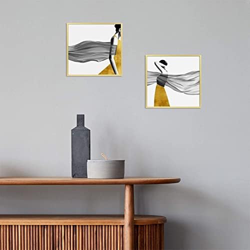 Frametory 2 Pack 8x8 Aluminum Frame with Mat for 4x4 Photo, Gold
