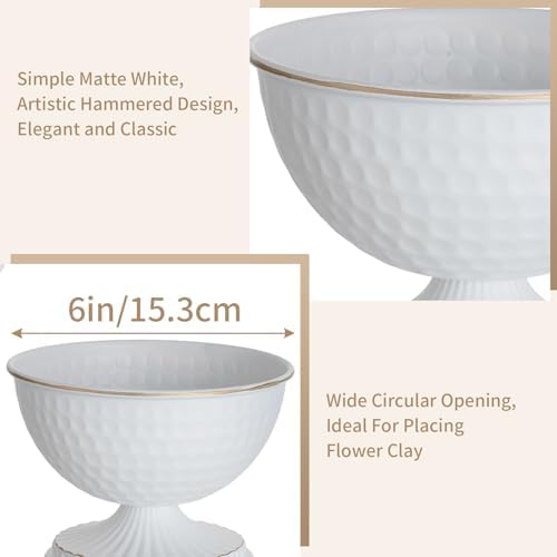 Sziqiqi White Urn Vase for Wedding, Compote Vase for Table, 4.3in, 10Pcs | Tall Floral Holder for Centerpiece Pedestal Bowl Pot, Flower Arrangements for Wedding, Party, Birthday, Event, Reception
