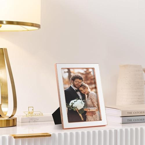 eletecpro 4x6 Enamel Picture Frame with Real Glass Cover, White, 2-Pack