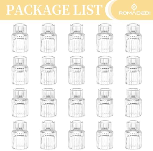Romadedi Glass Candle Holder for Candlestick, Clear, Pack of 20