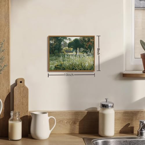 OIQArtOIQ Vintage Framed Wall Art Garden Landscape Canvas Art Prints Rustic Farmhouse Scenery Pictures Wall Decor Modern Cottagecore Paintings Artwork For Bedroom Bathroom Office Living Room