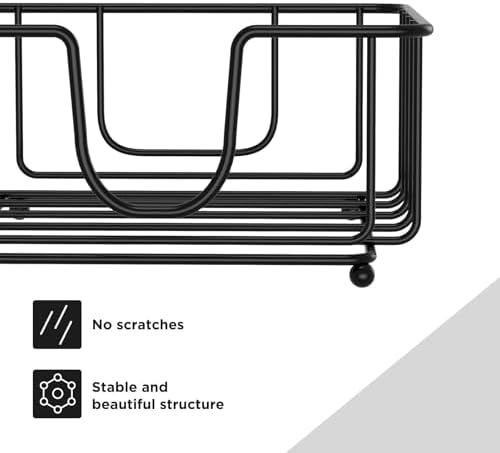 Metal Cocktail Napkin Holder for Bar, Flat Napkin Holder Caddy for Cocktail Napkins and Beverage Napkins, 5.7" x 5.7" x 2.2" Inside Size (Black)