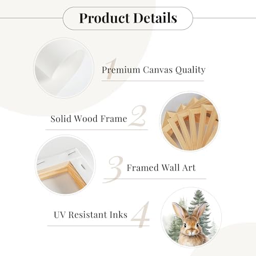 Woodland Animal Nursery Wall Art Decor Set of 6 Baby Boys Room Wall Art Forest Animal Canvas Wall Decor Kids Art Prints Watercolor Bear Deer Fox Pictures Artwork for Bedroom 8x10 Inch Framed