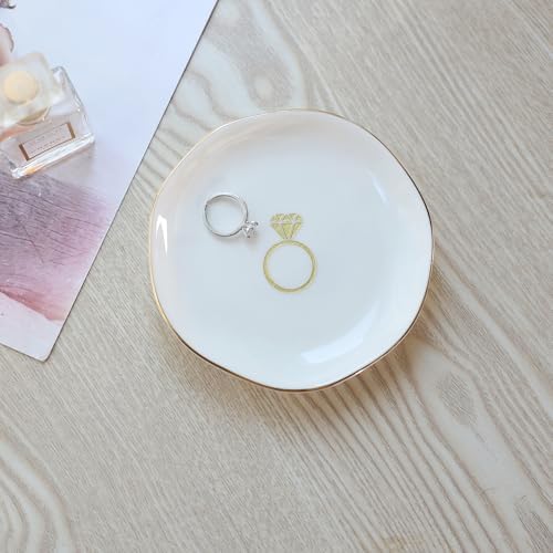 HOME SMILE Ring Dish Printed Ring，Engagement Engaged Wedding Bridal Gifts for Newly Engaged Friend,Daughter, Sister,Newlyweds,BFF