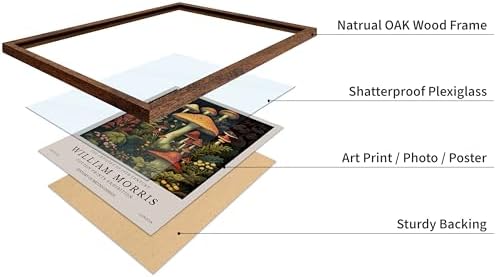 Poster Master William Morris Poster - Mushrooms Print - Flower Art - Farmhouse Illustration - Floral Illustration - Aesthetic Piece - Office or Living Room Decor - 8x10 Brown Framed