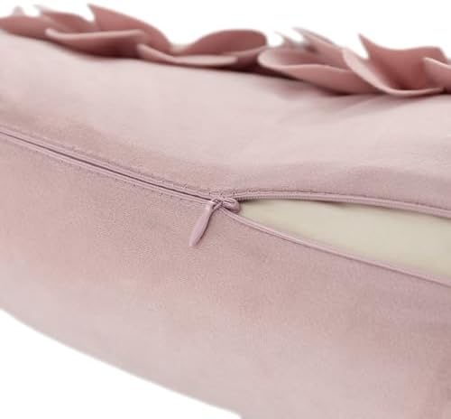 JWH 3D Flower Throw Pillow Cover Dusty Pink White 12x20 Inches