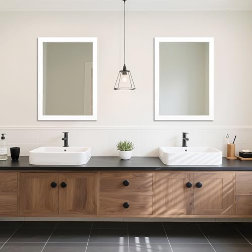 Bathroom Mirror for Over Sink 36x24 Inch Rectangular Wall Mirror, White | Framed Wall Mounted Mirror, Hangs Horizontally or Vertically for Vanity, Entryway, Restroom