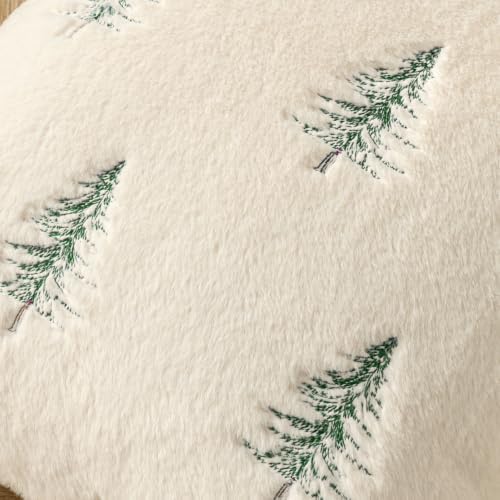 MIULEE Christmas Decorative Faux Fur Pillow Covers 20x20 Inch Beige Green