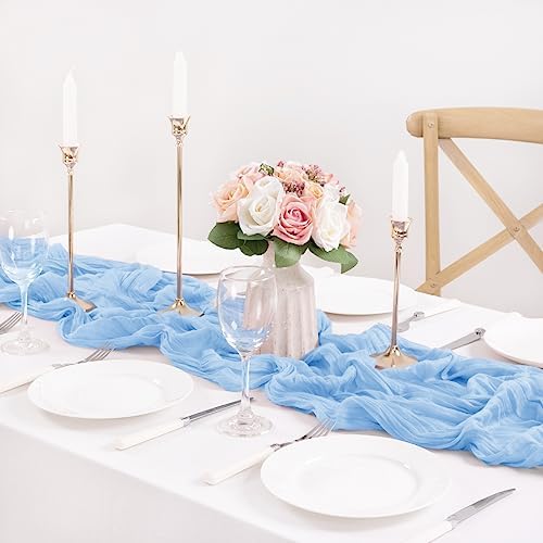 12 Pack Baby Blue Cheesecloth Table Runner 10ft Baby Shower Decor