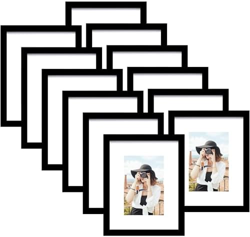 Picrit 11x14 Picture Frame Set of 12, Modern Gallery Wall Frames, Black