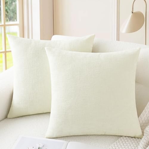 CaliTime Decorative Couch Throw Pillow Covers 18 X 18 Inches Cream