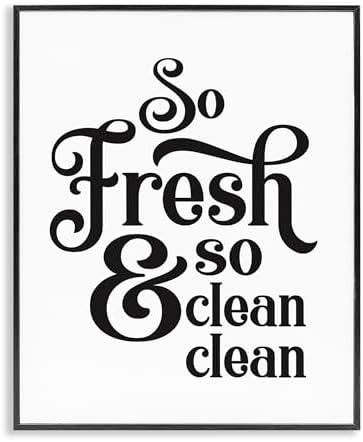 Stupell Industries 'So Fresh and Clean Phrase Laundry Room Humor', Framed Giclee Art, Black, 16 x 20 Inches, Easy to Hang and Sturdy, Made in USA, by Lettered and Lined