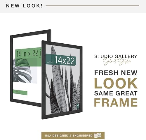 MCS Studio Gallery Poster Frame, 14x22, Black Woodgrain, 1-Pack