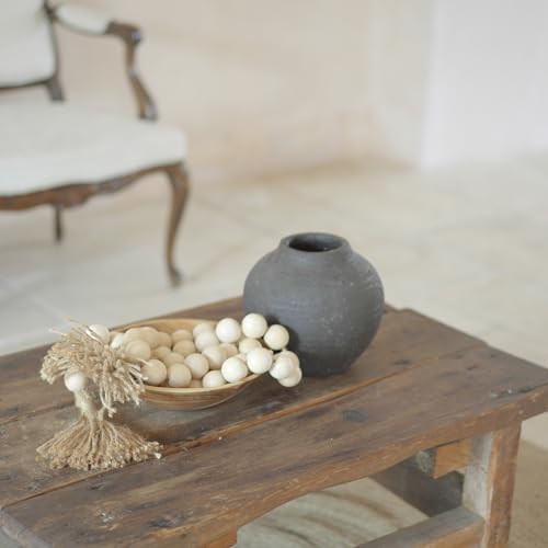 Extra Large Wood Bead Garland with 1.4" Diameter Wood Beads, Wooden Beads Garland with Tassels, Decorative Beads Home Decor, Farmhouse Beads Decor (Natural, 67 Inches)
