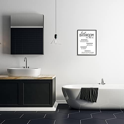 Stupell Industries 'Best Bathroom Five Star Reviews Funny Bath Phrases', Framed Giclee Art, Black, 16 x 20 Inches, Easy to Hang and Sturdy, Made in USA, by Lettered and Lined