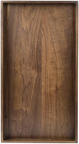 24"x13" Large Handmade Black Walnut Wood Ottoman Tray with Handle