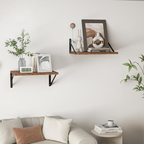 Heimlove 28W x 12D Deep Floating Shelves Set of 2 Rustic Brown
