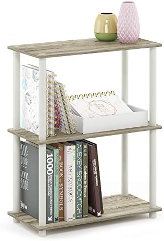 Furinno TURN-N-TUBE Storage Shelves, 3-Tier Book Shelf, Corner Shelf, Toolless Open Shelves, for Organization and Storage, Living Room, Garage, Home Office, Sonoma Oak
