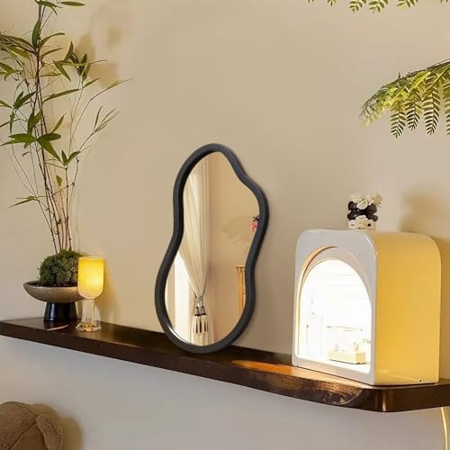AAZZKANG Irregular Wall Mirror Black Wood Framed Small Asymmetrical | Hanging Mirrors for Bedroom Living Room Bathroom Entryway Dressing Room Decorative