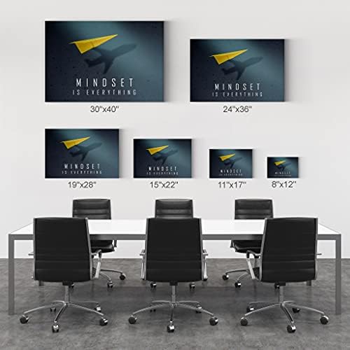 Smile Art Design Mindset is Everything Paper Plane Motivational Wall Art Canvas Print Inspirational Wall Art Entrepreneur Quote Office Living Room Decor Gift Ready to Hang 19x28