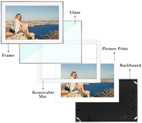 Frametory 12 Pack 13x19 Aluminum Frame with Mat for 11x17 Photo, Silver