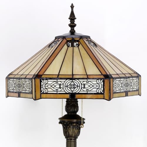 WERFACTORY Tiffany Floor Lamp Stained Glass Mission Standing Reading Light