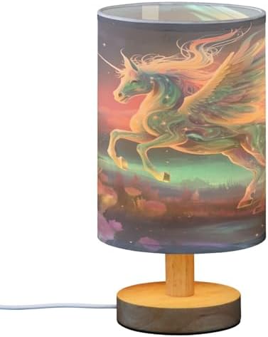 ALAZA Blossom Unicorn Horse Decor Bedside Table Lamp with USB Port for Bedroom Nightstand Office Desk LED Bulb Included
