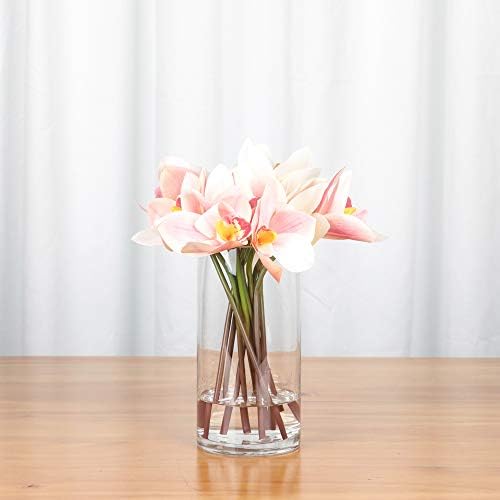 WGV Cylinder Vase Bulk, Diameter 5", Height 8", Clear Glass Floral Planter Container, Floating Candle Holder for Wedding Party Event Home Office Decor, 12 Pieces
