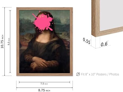Poster Master Mona Lisa Print - Baroque Painting Poster - Altered & Pop Art - Housewarming Gift for Men & Women - Great Decor for Office, Living Room or Bedroom - 8x10 Beige Framed