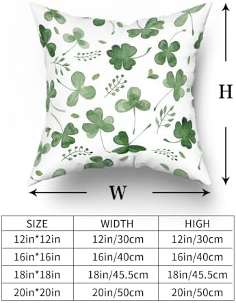 Giwawa St Patricks Day Pillow Covers Set of 2, 18"x18" Watercolor Clovers Sage Green Leaves Square Pillowcases, Spring Shamrock Eucalyptus Throw Cushion Cover for Sofa Couch Bedding Car Decor