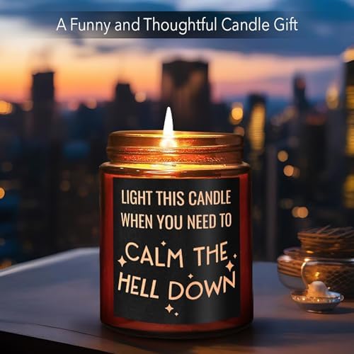 Calming Candles - Funny Relaxing Gift for Her - Calm Down, Relax Gifts for Women Men - Birthday Gift for Friend Coworker Bestie Sister - Aromatherapy, Anxiety Stress Relief Soy Jar Candle