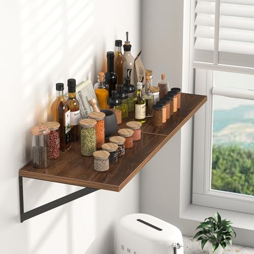 Heimlove 16W x 12D Deep Floating Shelves Set of 2 Walnut