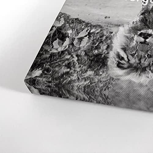 Smile Art Design Mindset is EverytingBlack and White Cat and Lion Reflection Motivational Wall Art Canvas Print Inspirational Entrepreneur Quote Office Living Room Decor Gift Ready to Hang 17x11