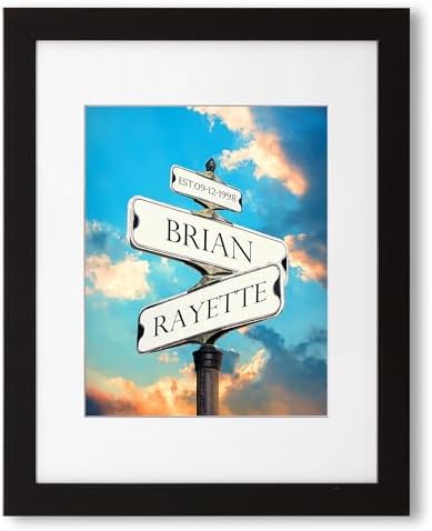 A&T ARTWORK Sunset GlowStreet Sign Photo Prints Gift,includes Names and the Date Unique Gift for the Anniversary.14x11 inches with Mat UNFRAMED